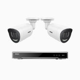 H800X - 4K 8 Kanal PoE Überwachungskamera-Set mit 2 Kameras, 1/1.8'' BSI Sensor, f/1.6 Aperture (0.003 Lux), alarmierung mit sirene und blitzlicht, 2CH 4K-Dekodierungsfunktion, personen- und fahrzeugerkennung, perimeterschutz